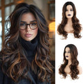 Long Curly Wavy Brown Wig for Women Synthetic Blonde Mixed Brown Hair Wigs for Female Daily Wear Anime Costume Halloween Cosplay Party by Beweig