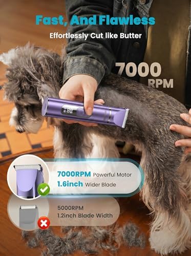 oneisall 4 in 1 Dog Grooming Kit with LCD Display Purple - Image 7