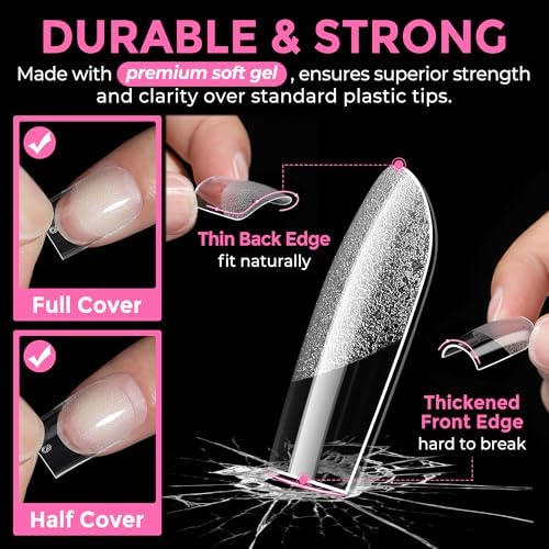 UNA GELLA Sharp Square Nail Tips Short 216pcs Pre-Etched Gel Nail Tips - Image 5
