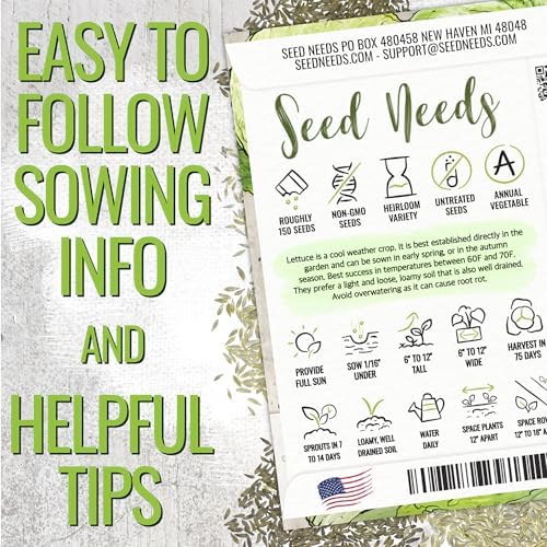 Seed Needs Lettuce Seeds Variety Pack of 14 Non-GMO Heirloom Vegetables - Image 2