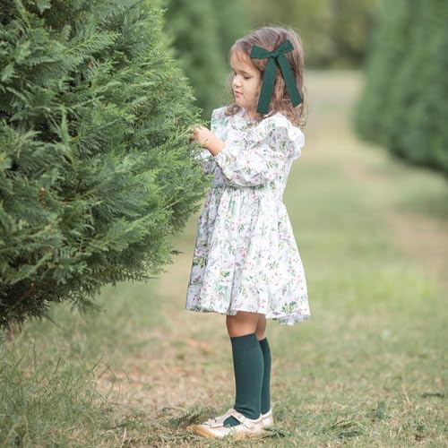DEEKA Dark Green Cotton Linen Hair Bows 2 Sizes 5"&3.5" Soft Hair Bow set for Toddler Girls Long Ponytail Knot Bows Alligator Clip Hair Accessories for Little School Girls (Dark Green) - Image 6