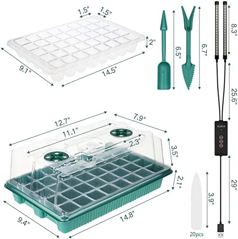 Seed Starter Tray with Grow Light, 2 Packs 80 Cells Seed Starting Kit Seedling Starter Trays with Grow Lights, Plant Germination Trays with Humidity Dome Plant Starter Kit - Image 6