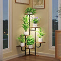 Corner Plant Stand with Grow Light - 6 Tier Plant Stand Indoor Square Metal Plant Shelf with Adjustable Light, Plant Organizer for Living Room, Graden, Home Decor, Brown by Homsorout