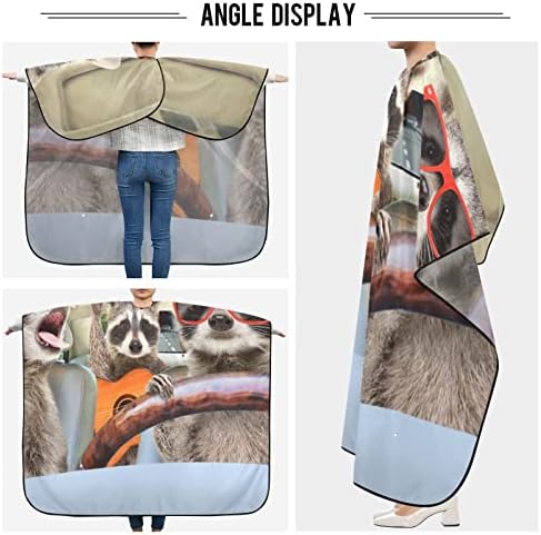 Kigai Funny Raccoon Watercolor Paint Waterproof Barber Cape for Men Adjustable Neck Size Haircut Cape Salon Cape for Hair Treatment - Cutting/Coloring/Perming - Image 5