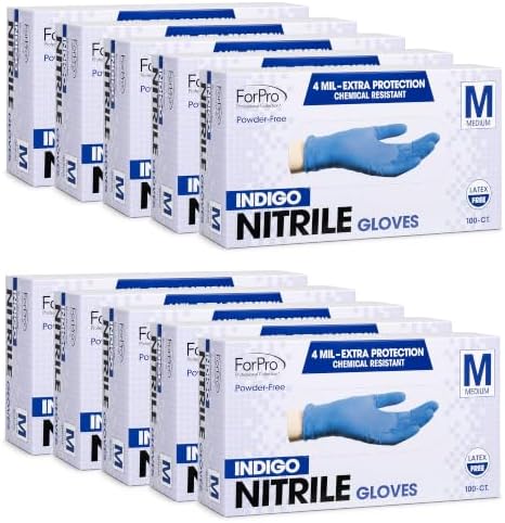 ForPro Disposable Nitrile Gloves, Chemical Resistant, Powder-Free, Latex-Free, Non-Sterile, Food Safe, 4 Mil by ForProProfessionalCollection