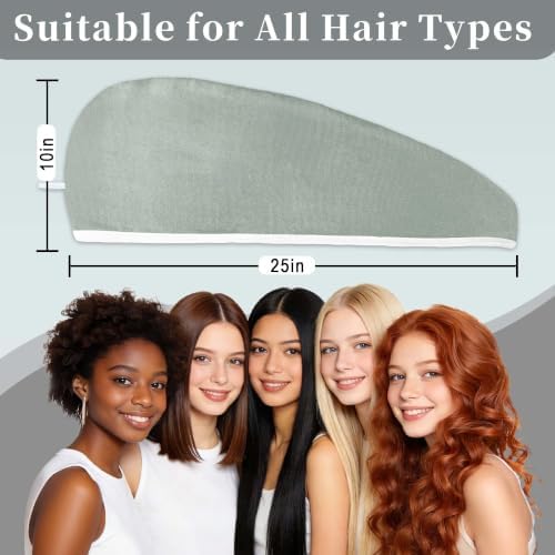 VOOVA & MOVAS Hair Turban 2 Pack,Light Gray White,Anti-Frizz Quick Dry - Image 4