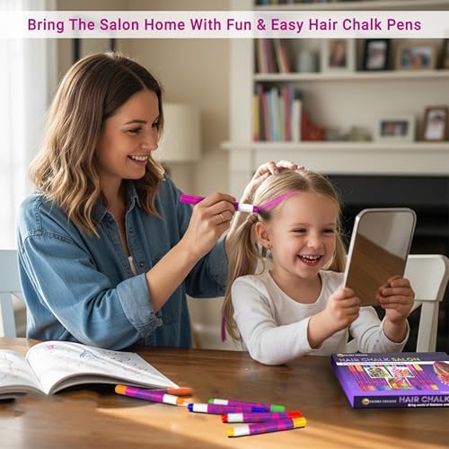 Desire Deluxe Girls Gifts Hair Chalk - 10 Temporary Washable Color Pens for Kids, Teenage, Make Up & Dress Up Colourful Styles Set Toy for Christmas, Birthday, Halloween Accessories, Party Activities - Image 4