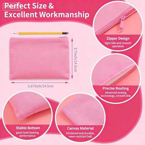 AMDAILY 10Pcs Canvas Makeup Bags Bulk, Cotton Sublimation DIY Cosmetic Bag - Image 2