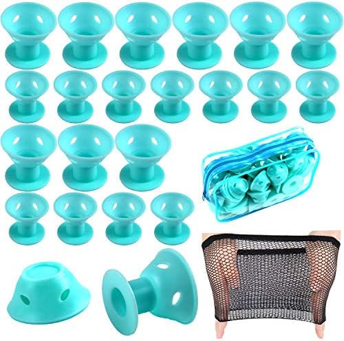 JANYUN 40 Pcs Pale Cyan Hair Rollers,Hair Styling Tools for Girl Women by JANYUN