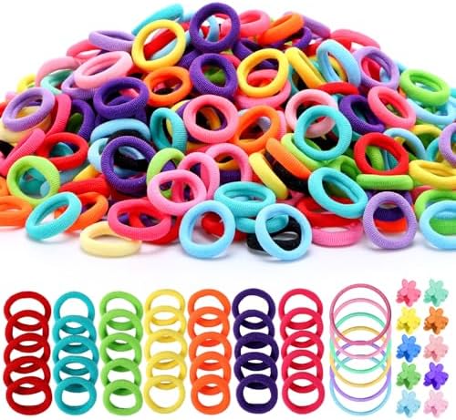 auroray 360PCS Soft Cotton Hair Ties for Toddlers & Baby - No Damage Elastics Seamless Ponytail Holders for Little Girls Daily Hair Accessories, Multicolor by auroray