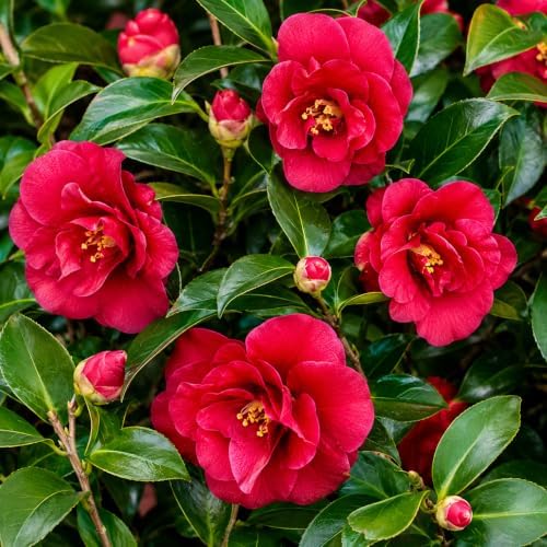 October Magic Ruby Camellia Shrub - 10-18" Tall Live Plant - Gallon Pot - Image 5