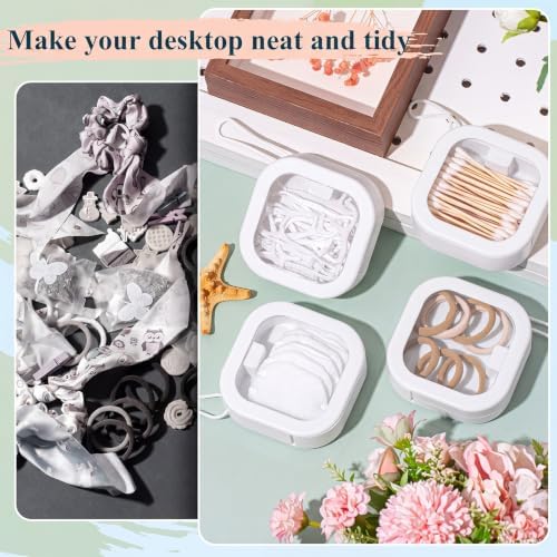 Kathfly 4 Pcs Hair Tie Organizer Travel, Stackable, White - Image 5