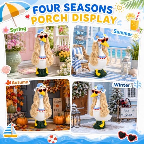 4Pcs Porch Goose Wigs Set Porch Goose Outfits Accessories for Outdoor Statue Accessories Garden Patio Yard Goosey Decoration (4Set Cowl and Wig) - Image 4