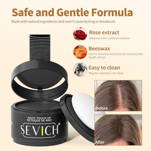 Sevich Hairline Powder, Gray Root Touch Up, Sweatproof, Black - Image 4