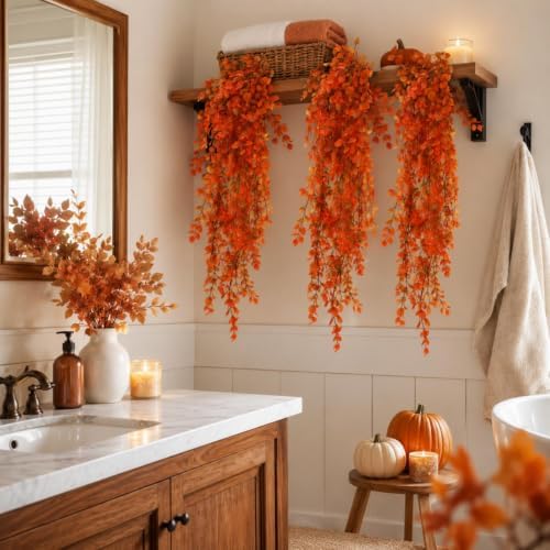 6 Pack Fall Hanging Plants Eucalyptus Fall Vines Decor 21.65 Inch - Image 6