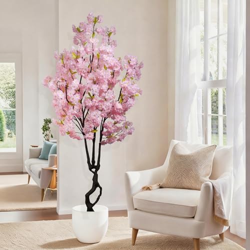 6.56ft Tall Pink Artificial Cherry Blossom Trees - Image 3