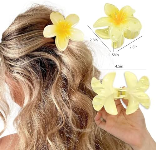 GQLV Flower Hair Claw Clips-4PCS Large Claw Clips for Thick Hair,Strong Hold Nonslip Hair Clips for Women,Hawaiian Flower Claw Clips,Cute Hair Clips,Banana Clip for Thin Hair,Hair Accessories for - Image 6