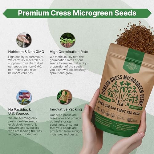Organo Republic Cress Sprouting & Microgreens Seed - 360,000 Non-GMO Heirloom Seeds, Sprouts in Bulk 1lb Resealable Bag for Planting & Growing Microgreens in Soil, Coconut Coir, Aeroponic & Hydroponic - Image 6