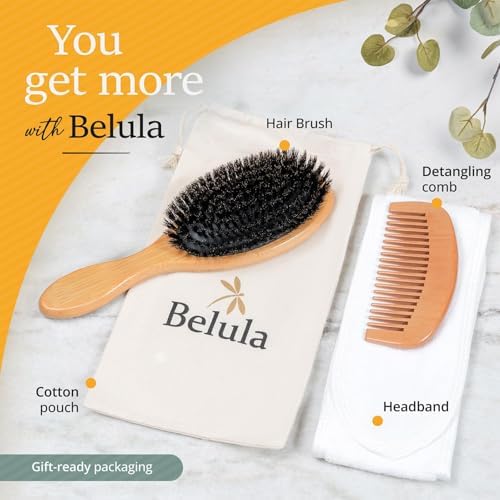 Belula 100% Boar Bristle Hair Brush Set, Medium, for Thin and Fine Hair - Image 4