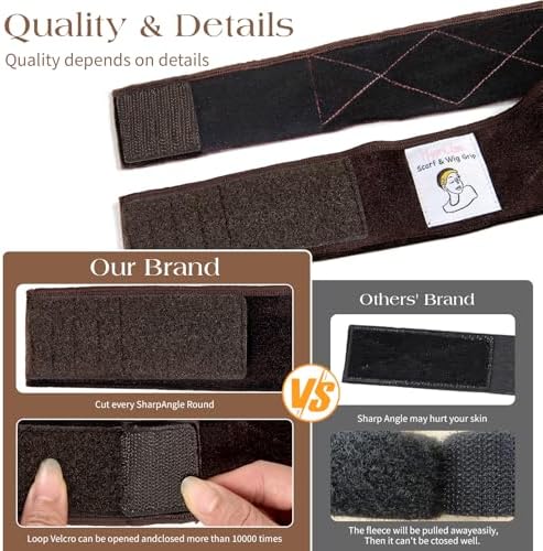 Dark Brown Wig Grip Band 2 Pack for Half Wig, Non Slip Velvet - Image 3
