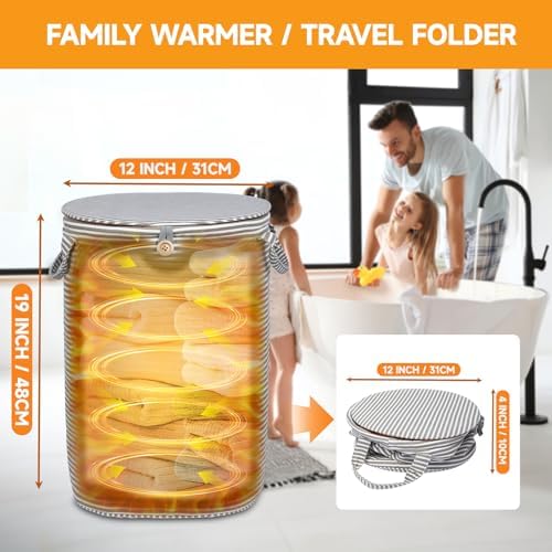 38L Foldable Towel Warmer Bucket,Heated Towel Warmers for Bathroom,Travel & Outdoors, 4 Heat Settings, Auto Shut Off,360° Ring Heating,Waterproof Fabric,Fits Oversized Towels, Robes, Blankets - Image 6