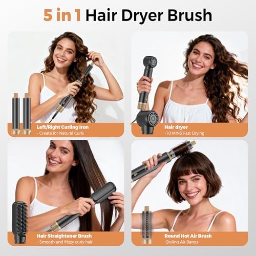 5 in 1 Blow Dryer Brush, Upgrade Hair Dryer Brush Set Multifunctional - Image 2