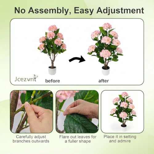 Faux Hydrangea Tree 2 Pack, 3FT Pink Artificial Flowering Plant - Image 7