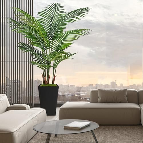 Flydeer 6FT Artificial Palm Tree with Tall Black Planter, Floor Plant - Image 6