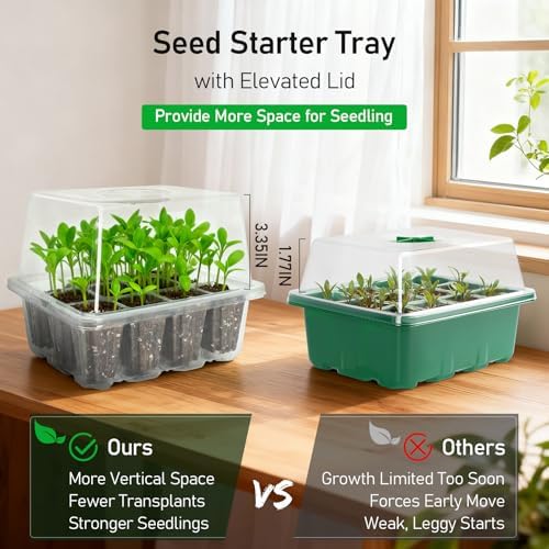 MIXC 10 Pack Seed Starter Tray, 120Cell Stater Kit with Elevated Lid - Image 2