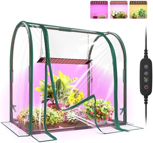 Bstrip Mini Indoor Greenhouse with Grow Light, Desktop Small Greenhouse by Bstrip