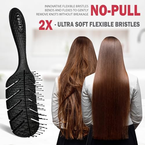Fiora Naturals Detangler Brush for Wet and Dry Hair, Soft Detangling Brush - Image 2