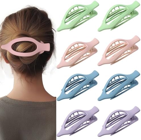 8 Pack Pastel Flat Hair Clips for Girls – Cute Matte Claw Clips in Pink, Blue, Green, Purple, Soft Color Aesthetic Hair Accessories, Non-Slip Barrettes Gift for Teen or Preppy Style by CentStar