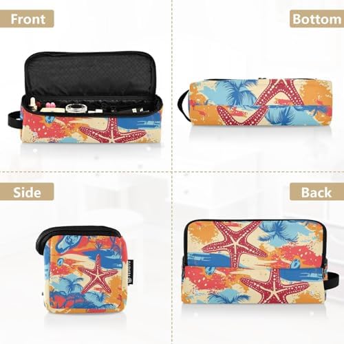 Hair Tools Travel Bag with Heat Resistant Mat Detachable 2-in-1 Curling Iron Travel Case Hot Tools Organizer for Straightener Flat Iron Bright Summer Beach Starfish and Palm Tree - Image 5