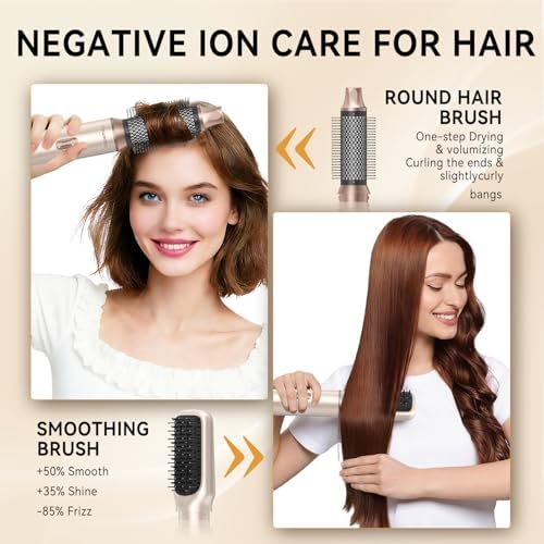 5-in-1 Hair Dryer Brush, Hot Air Styler with Curling Attachments - Image 6
