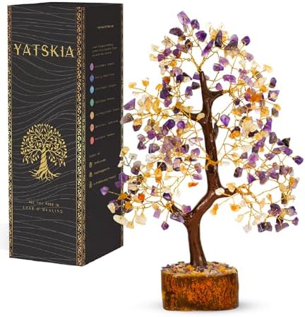 YATSKIA Amethyst Citrine Crystal Tree of Life, Unique Gifts for Women, Sister & Friends, Handmade Gemstone Tree, Living Room, Bedroom & Office Decor, Birthday Gifts by YATSKIA