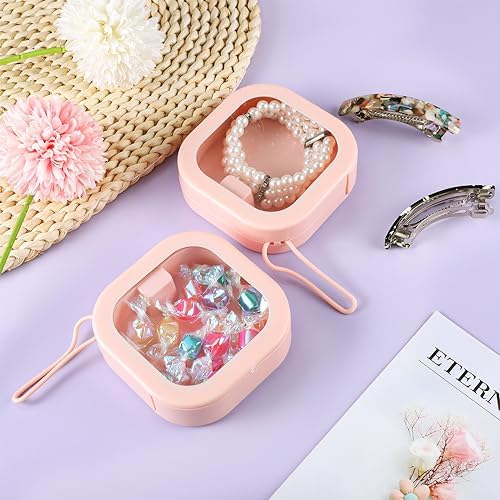 Prudiut 2-Pack Hair Tie Organizer Box for Girls Women, Pink - Image 5