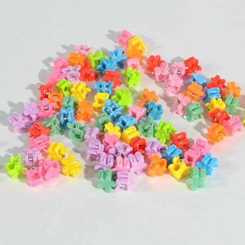 Mini Flower Hair Clip Flower Clips,Colorful Mini Hair Claw,for Women, Girls,Baby, Toddler Bangs Strong Grip Small Tiny Rainbow Hair Clips (50, Assorted) - Image 6