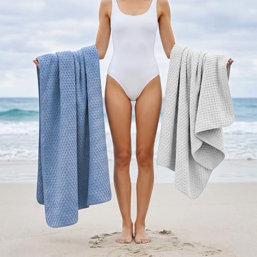 REDKISS 4 Pack Gray Blue Bath Towels for Bathroom, Ultra Soft, 27"x55" - Image 5