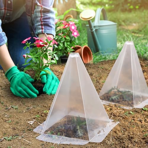 Reusable Plastic Garden Cloches, 7.8" x 11" Mini Greenhouse, 1.2mm Thick Clear Bell Covers with Metal Stakes Against Sun, Frost, Snails, Plant Protector (50pcs-Clear) - Image 3