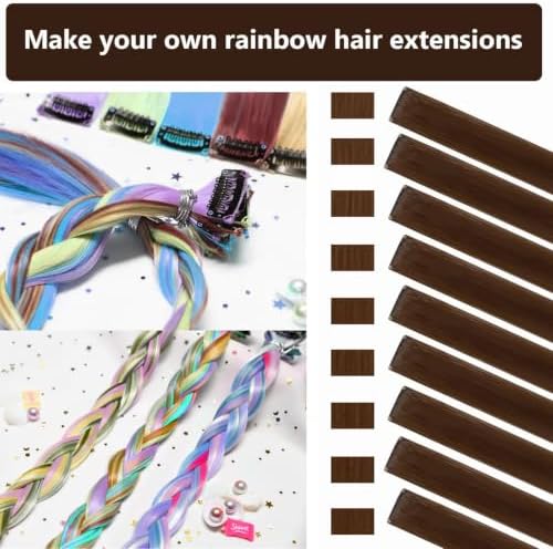 Colored Hair Extensions Clip in Light Brown Hairpieces 14 PCS - Image 2