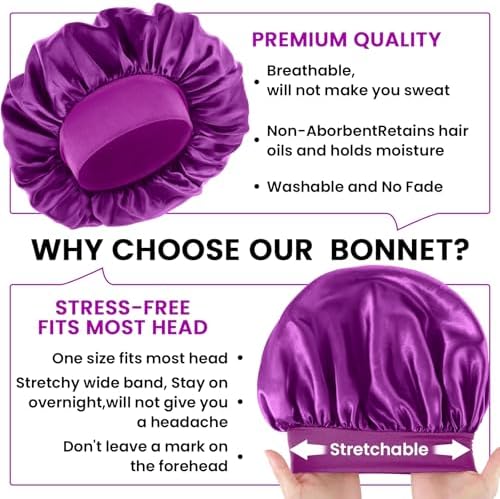 WLLHYF Silk Bonnet for Men, Satin Bonnet Elastic Band Silk Sleep Cap Soft Adjustable Hair Cap Hair Wrap for Women Sleeping - Image 3