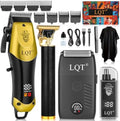 Hair Clippers for Men, with LED Display 4-Piece Cordless Grooming Kit with Hair Clipper, Beard Trimmer, Foil Shaver & Nose Trimmer, Complete Rechargeable Set for Home Barber Use (Black Gold) by LQT