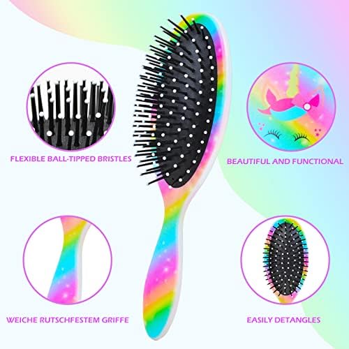 Kids Hair Brush Girls, Toddler Wet Dry Detangling Hair Brush for Curly Thick Hair Pain-Free Comb Girls Kids Women Unicorn Mermaid - Image 2