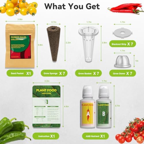 Salsa Garden Seed Pod Kit for AeroGarden, iDoo, Ahopegarden Hydroponic System, 400+ Seeds Includes Red Chili, Green, Yellow, and Purple Bell Pepper, Cucumber, Red/Golden Cherry Tomato (7-Pod) - Image 2