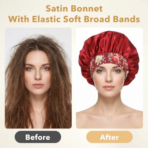 16 Pcs Satin Bonnet for Sleeping, Sleep Bonnets for Women Curly Hair - Image 6