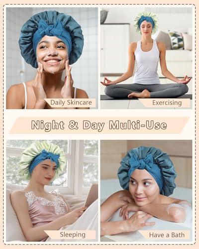 AWAYTR Satin Hair Bonnet for Sleeping, Adjustable Double Layer Sleep Cap - Image 6