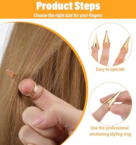 20PCS Stitch Braid Tool Finger, Hair Parting Tool for Women Hair Extensions Stitch Braiding Finger Styling Supplies (Gold, Silver) - Image 5