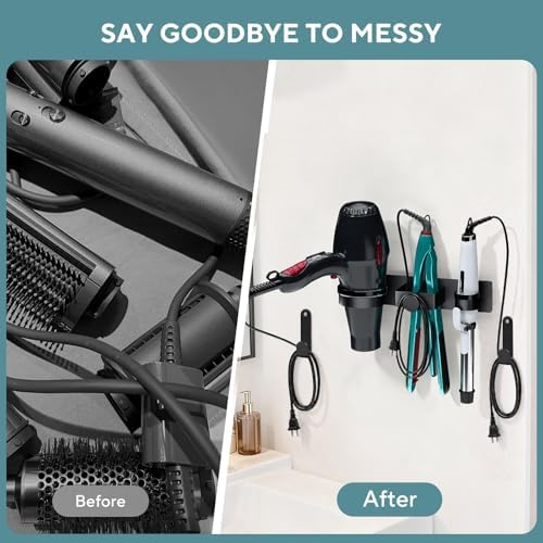 Hair Dryer Holder Wall Mounted, Blow Dryer Holder with Plug&Cord Organizer - Image 7