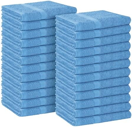 Avalon Towels Salon Towel - Sky Blue Hand Towels Bulk Pack of 24 - 100% Cotton Absorbent Spa, Facial & Gym Towel for Working Out - 16x27 Inches (Not Bleach Proof) by AvalonTowels