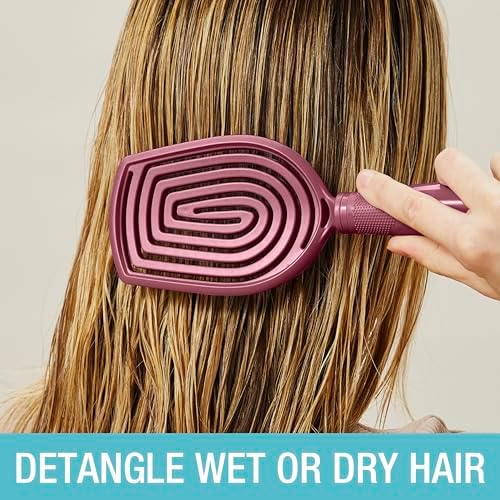 Conair Hair Brush, Scalp Care Detangling, Dual Flex Bristles, Red - Image 5
